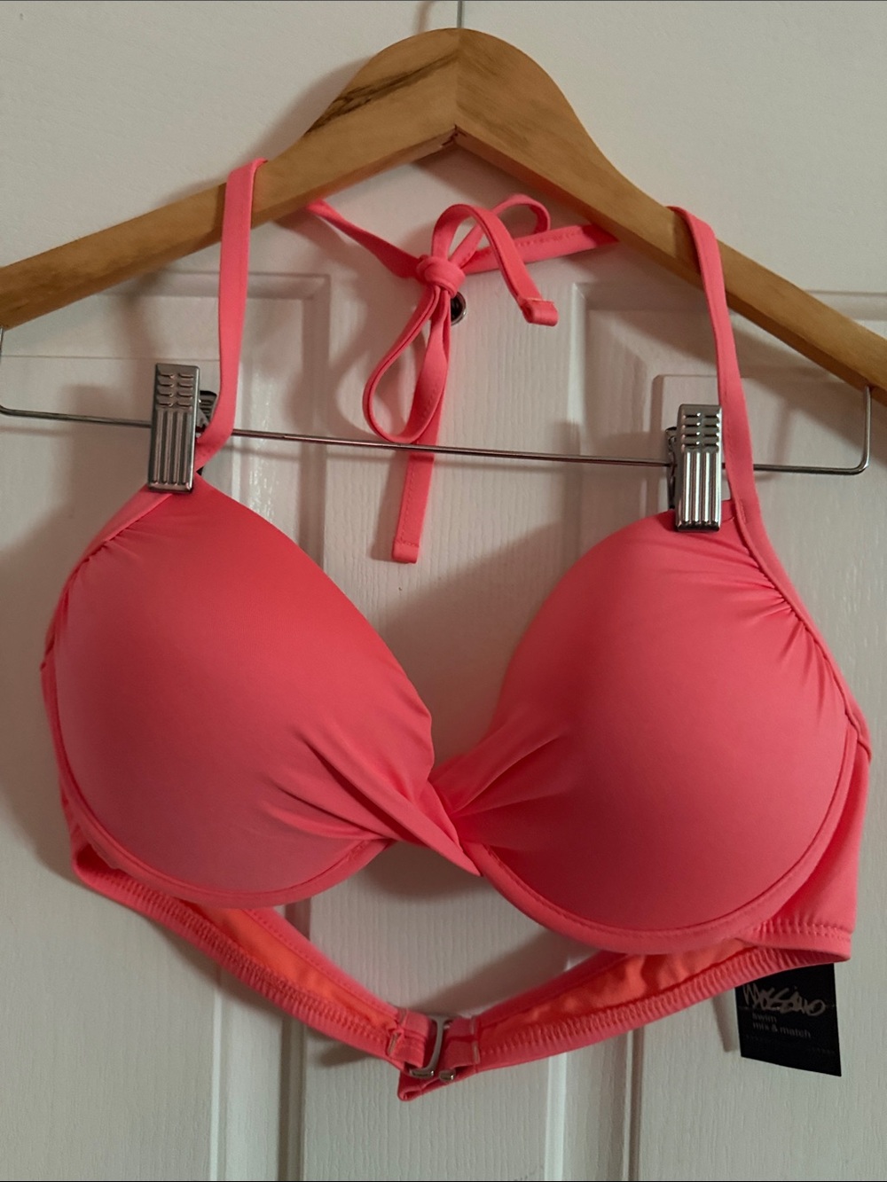 Mossimo Supply Co. Neon Coral Pink Padded Halter Bikini Top